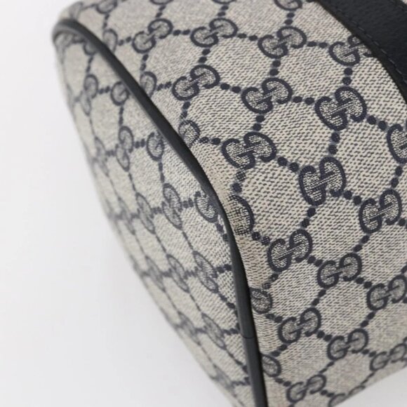 GUCCI GG Supreme Sherry Line Boston Bag PVC Navy Gold 40 3841 Auth 147499 - Picture 5 of 16